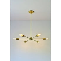 Sputnik Chandelier, Mid Century Modern Brass Pendant Lighting Fixture, 6 Arms, Large Hanging Ceiling Mount Lamp, Free Shipping