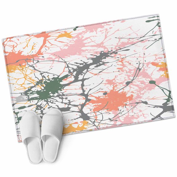 Sputtering Effect Rectangle Area Rug 2x3ft Pink Orange Marble Watercolor Texture Washable Rugs for Living Room, Non Slip Soft Carpet for Bedroom Entryway Dining Room