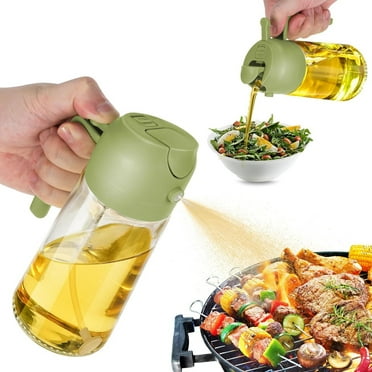 Spvtwiu 17oz Glass Olive Oil Bottle Dispenser,500ml Oil Sprayer for Cooking, Kitchen, Salad, Barbecue Green