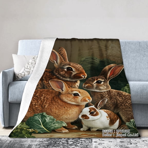 Spxubz Easter Flannel Throw Blanket With Cute Rabbits Design For Gift Home Sofa Bed Decoration 50x40 inch
