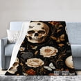 thumbnail image 1 of Spxubz Skull And Floral Pattern Flannel Throw Blanket For Gift Home Sofa Bed Decoration 50x40 inch, 1 of 5