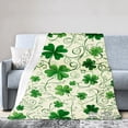 thumbnail image 1 of Spxubz St Patrick's Day Green Clover Pattern Flannel Throw Blanket For Gift Home Sofa Bed Decoration 80x60 inch, 1 of 5