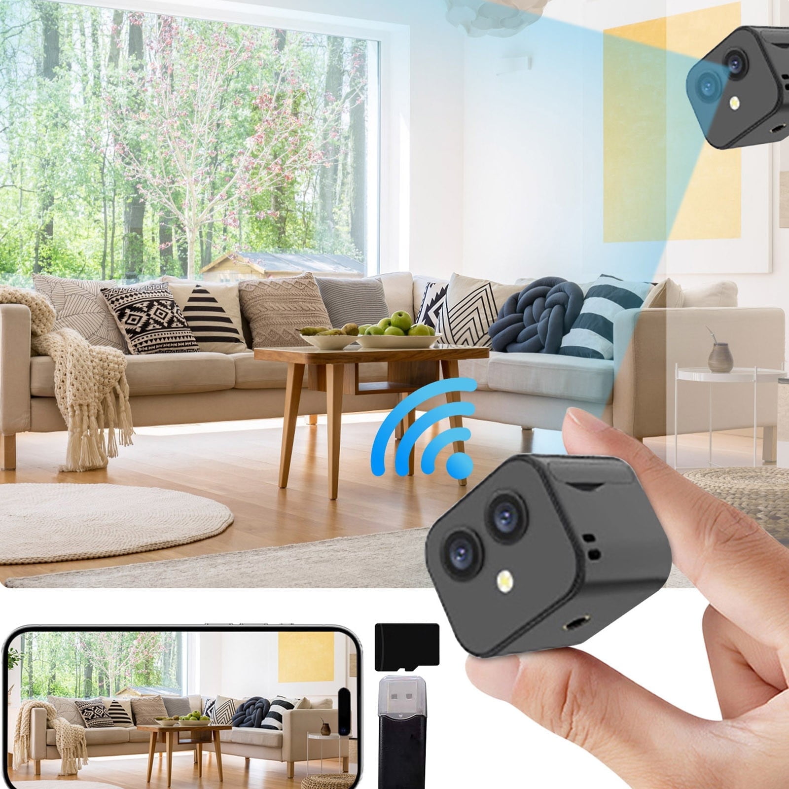 Spy Camera Hid-den Camera,Wireless WiFi Small Camera with Phone