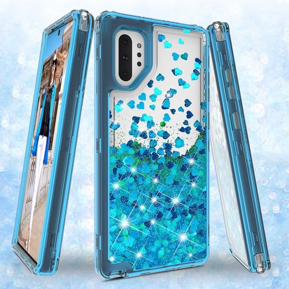 Spy Case Clear Liquid Glitter Waterfall Protective Cell Phone Case for Samsung Galaxy S20 Plus, Teal
