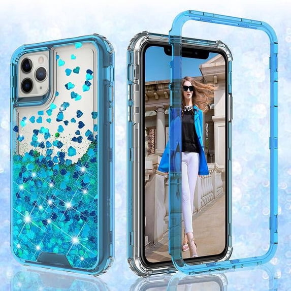 Spy Case Compatible for Apple iPhone 12 / 12 Pro, Liquid Glitter Protective Phone Case - Teal