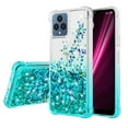 thumbnail image 1 of Spy Case for T-Mobile Revvl 6 5G Case Liquid Glitter Phone Case Cover w/Tempered Glass Screen Protector for Girls Women - Aqua/Clear, 1 of 5