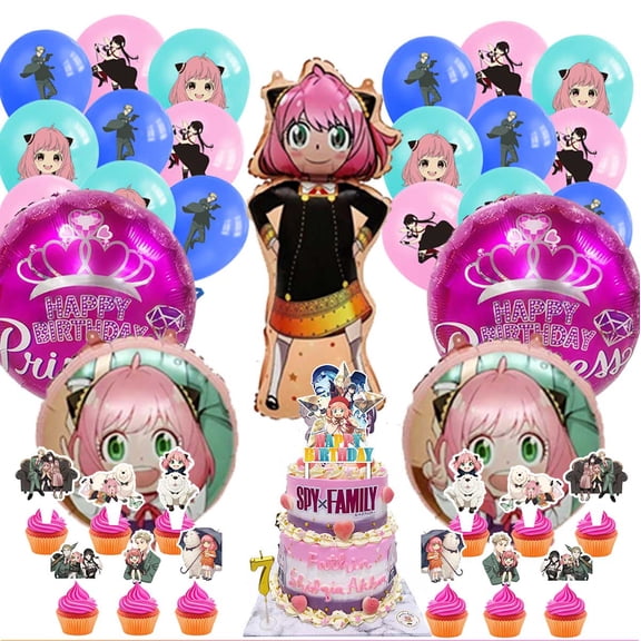 Spy Family Balloons Cake Topper Party Supplies Birthday Set Decorations Kit Fans