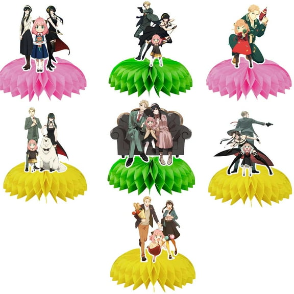 Spy  Family Centerpieces Honeycomb Table Toppers Decorations for Photo Props Birthday Party Decor Supplies