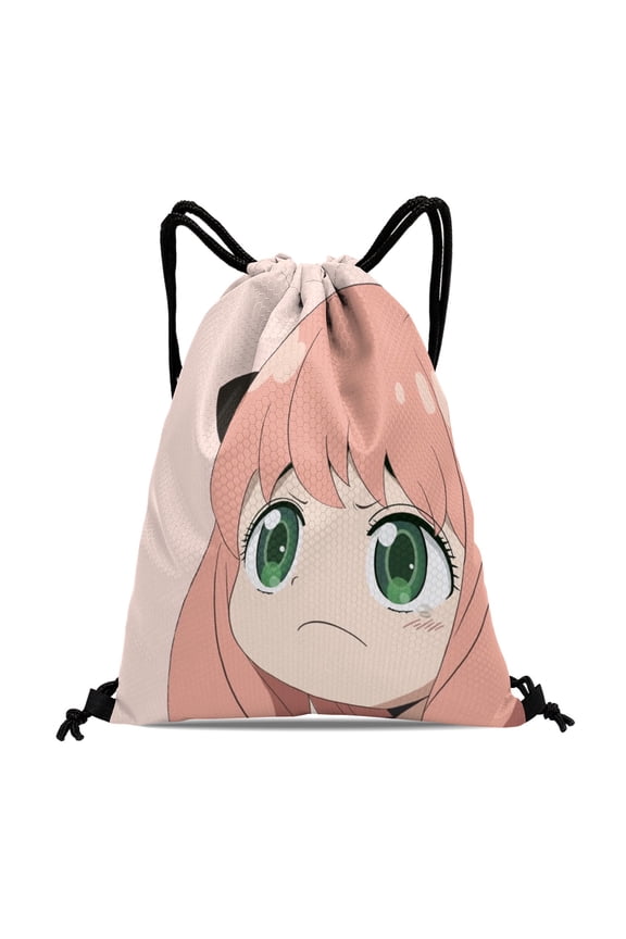 Spy Family Drawstring Swimming Bag:Waterproof, suitable for fitness, yoga, hiking, travel, beach, and shopping, with dimensions of 15.7*17.7 inches.