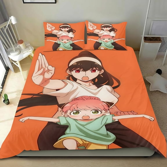 Spy Family Themed Bed Sheet Set Three Piece Set 53x79 Inches Comfortable And Skin Friendly Unique Design Creating A Star Studded Night