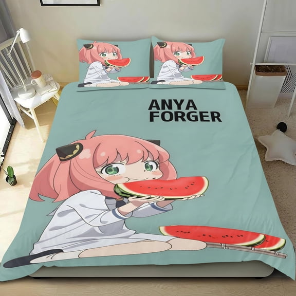 Spy Family Themed Bed Sheet Set Three Piece Set 53x79 Inches Comfortable And Skin Friendly Unique Design Creating A Star Studded Night