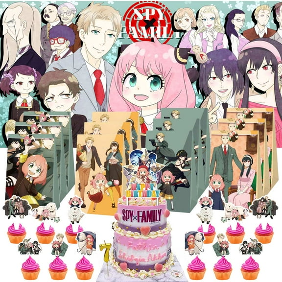 Spy Family Treat Bags Candy Decorations Party Favor Supplies Birthday Cake Topper Backdrop Banner