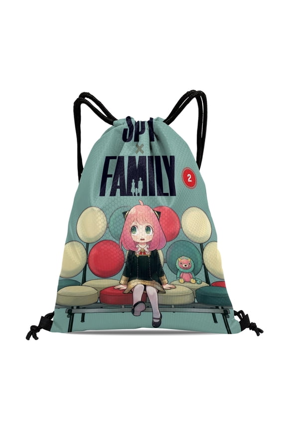 Spy  Family-theme Drawstring Backpack Sports Gym Bag Water Resistant String Bag Cinch Bag12''X16''30X40cm