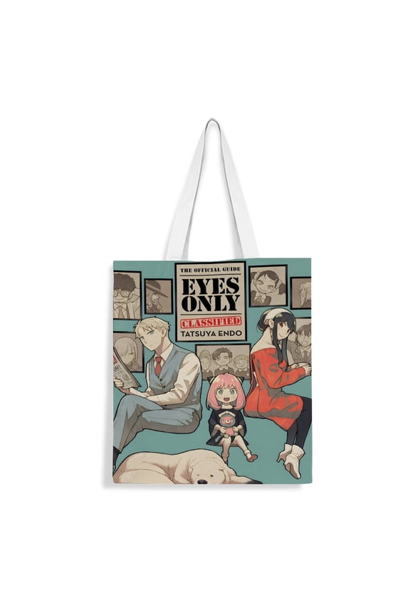 Spy Family-theme canvas Tote Bag for Women Aesthetic Shopping Grocery Reusable Bags with Inner Zipper Women Gift 13.8 x 15.8 inches35x40cm