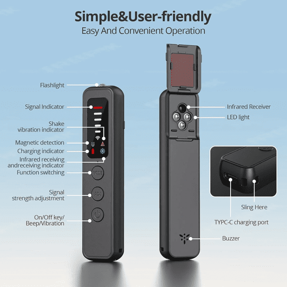 Spy Hidden Camera Detector - AI-Powered Anti-Spy Device, GPS Tracker & Bug Detector, RF Scanner for Hotels, Travel, Home & Offic