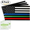 thumbnail image 1 of Spy Spot Set of 4 American Flag USA Blue Line Law Enforcement Green Line Support Military Red Line Support Firefighters Weatherproof UV Resistant 4" x 2.5", 1 of 5