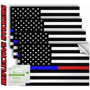 Thin Blue Red Line Decals Pack of 4-4" x 2.5" Vinyl Stickers