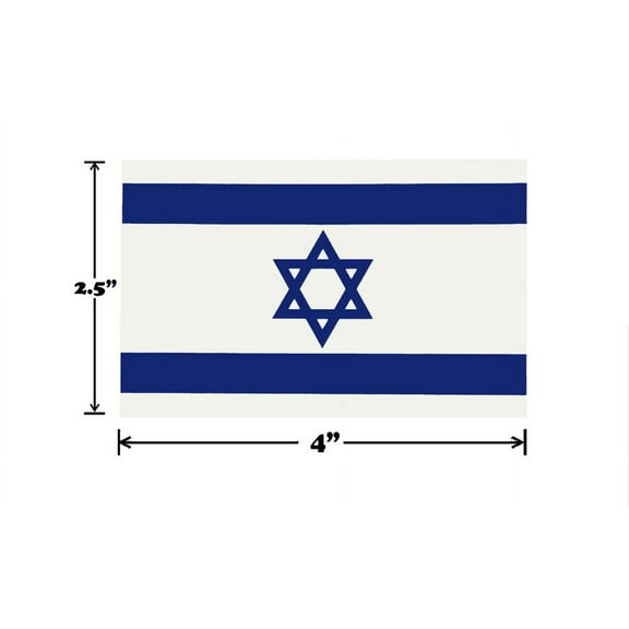 Spy Spot Set of 4 Israel Flag Vinyl Sticker Decals 4" x 2.5" Weatherproof UV Resistant