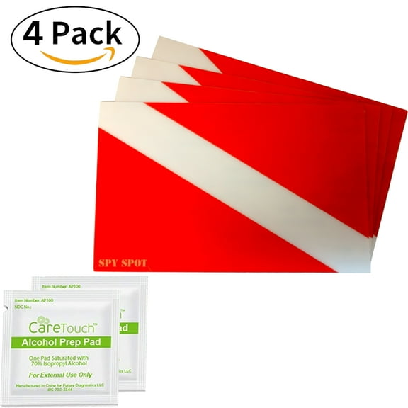 Spy Spot Set of 4 Scuba Diving Flag Vinyl Sticker 4" x 2.5" UV Resistant Weatherproof Professional Laminate