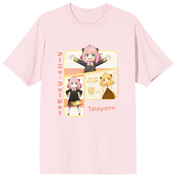 Spy X Family Anya Character Poses Men's Cradle Pink Crew Neck Short Sleeve T-shirt-XL