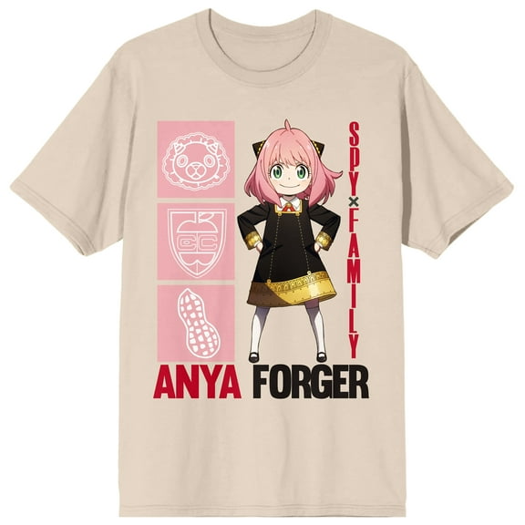 Spy X Family Anya Forger Icons Crew Neck Short Sleeve Natural  Adult T-shirt-Medium