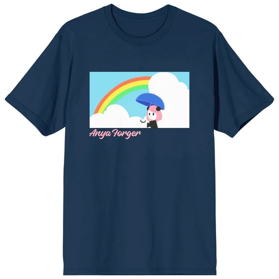Spy X Family Anya Rainbow Crew Neck Short Sleeve Navy Men's T-shirt-XL