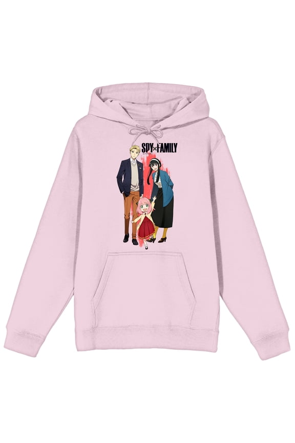 Spy X Family Forger Family & Logo Long Sleeve Cradle Pink Men's Hooded Sweatshirt-XXL