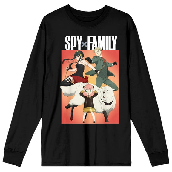 Spy X Family Forger Family Poster Art Crew Neck Long Sleeve Black Adult Tee-Small