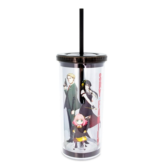Spy X Family Trio Plastic Cold Cup With Lid and Straw | Holds 20 Ounces