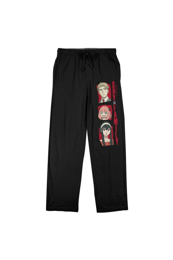 Spy x Family Characters Men's Black Drawstring Sleep Pants-Large