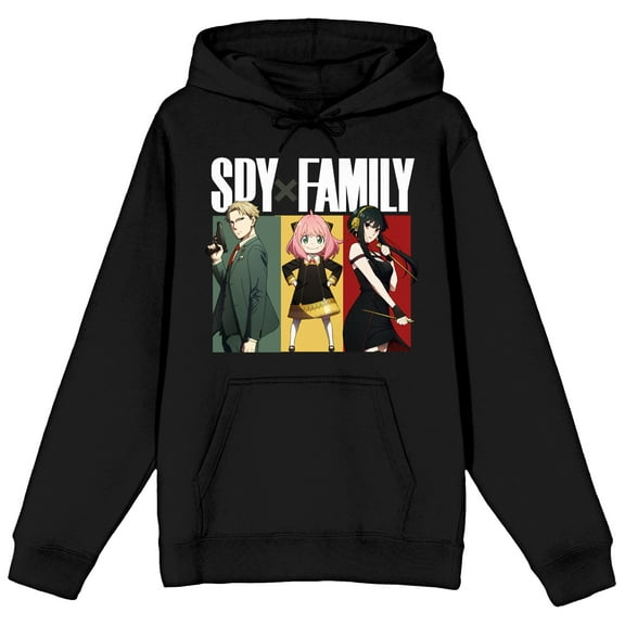 Spy x Family Forger Family Adult Black Graphic Hoodie-Large