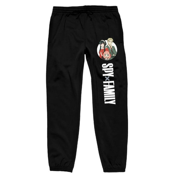 Spy x Family Logo and Character Family Men's Black Graphic Sweats-Medium