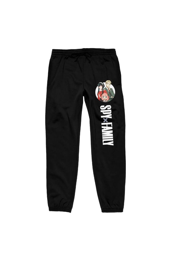 Spy x Family Logo and Character Family Men's Black Graphic Sweats-XL