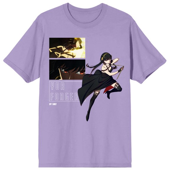 Spy x Family Yor Scenes Women's Lavender Short Sleeve Crew Neck Tee-Small