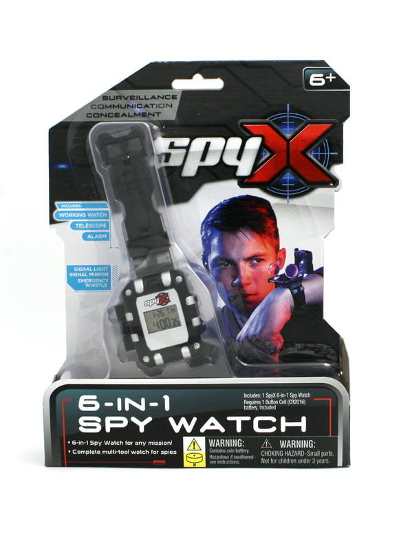SpyX / 6-in-1 Watch - 6 Functions Spy Toy Watch. Includes: Telescope Lenses, LED, Secret Message Capsules, Whistle, Signal Mirror, Hidden Compartment. Perfect Addition for Your Spy Gear Collection!