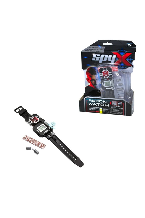 SpyX / Spy Recon Watch - 8 Function Spy Toy Watch. Extra functions include: Led Spot Light, Stopwatch, Alarm, Decoder, Secret Message Paper, Message Capsules, Motion Alarm.