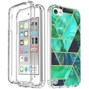 Spycase iPod Touch 7 Case,iPod Touch 6 Case, Full-Body Protective Case with Built-in Screen Protector compatible brands for Apple iPod Touch 5/6/7th Generation (Turquoise Marble)