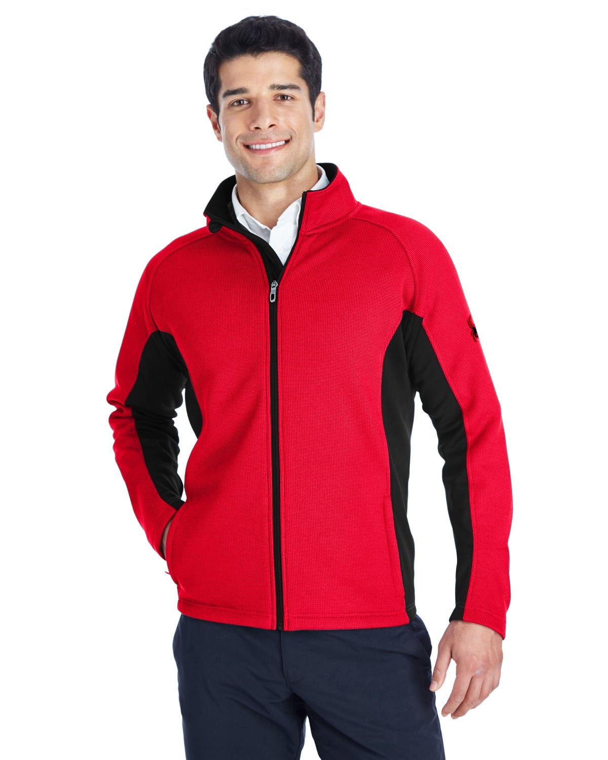Spyder Men s Constant Full Zip Sweater Fleece Black Black Red S Walmart