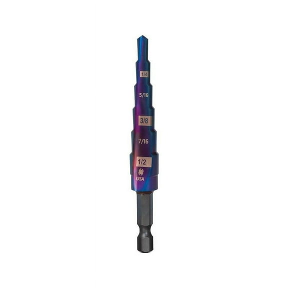 Spyder Stinger Mach-Blue 3/16 to 1/2-Inch Hex Shank 6 Step Drill Bit 19020