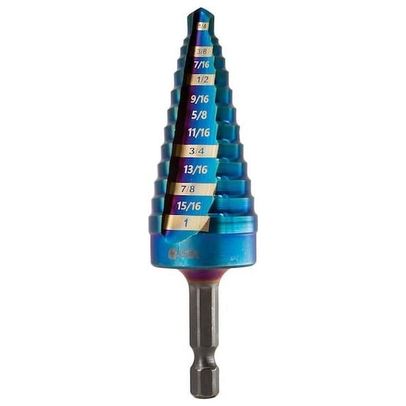 Spyder Stinger Mach-Blue 1/4 to 1-Inch Hex Shank 13 Step Drill Bit 19071