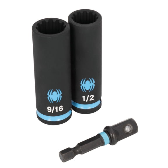 Spyder 3-Piece 3/8-Inch Drive Deep SAE Impact Socket Set with Adapter 19710