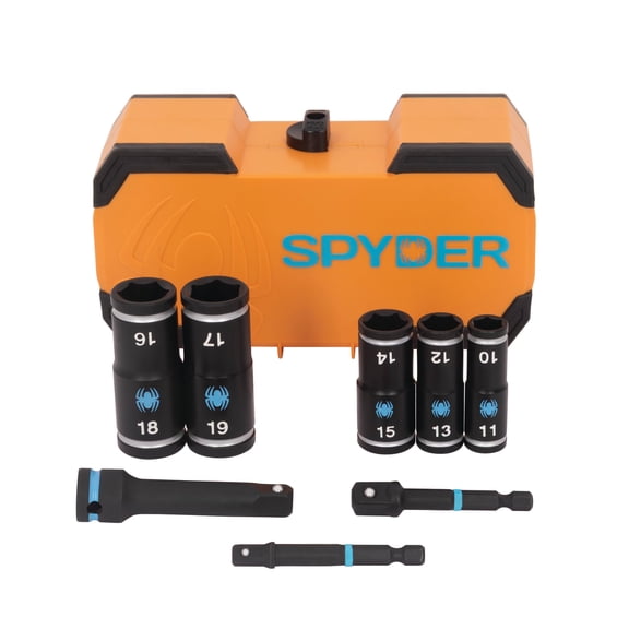 Spyder 8-Piece 1/4 and 3/8-Inch Drive Metric Flip Socket Set with 3-Inch Impact Extension and 2 Impact Adapters 19712