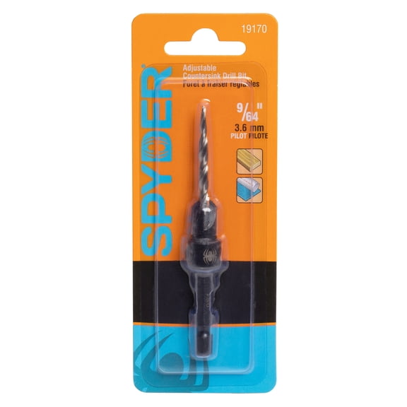 Spyder 9/64-Inch HSS Tapered Adjustable #6 Countersink Twist Drill Bit 19170