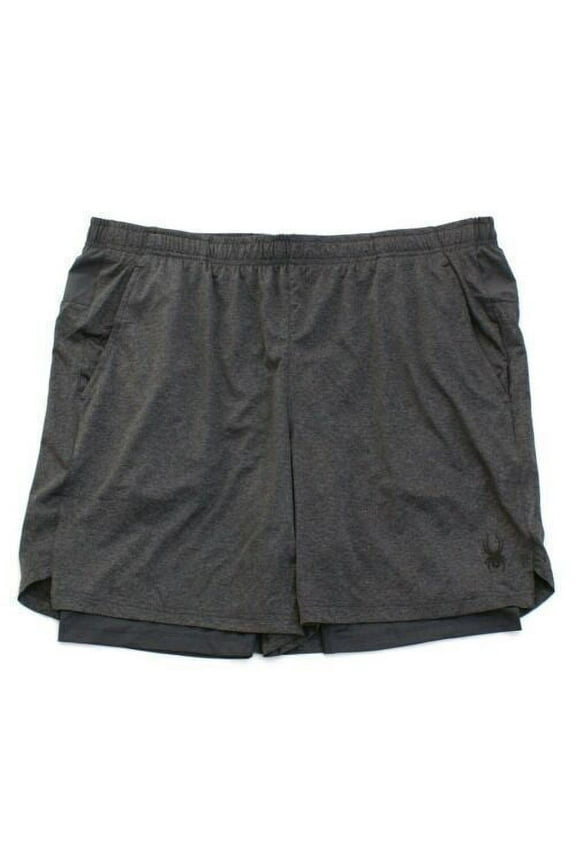 Active Gray 2 in 1 Drawstring Stretch Athletic Shorts Men's NWT 1543548 (Medium, Dark Gray)