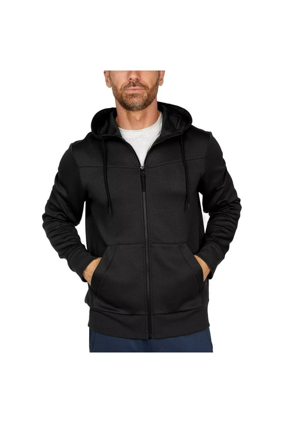 Active Men's Full Zip Hoodie Jacket (Black, Medium)
