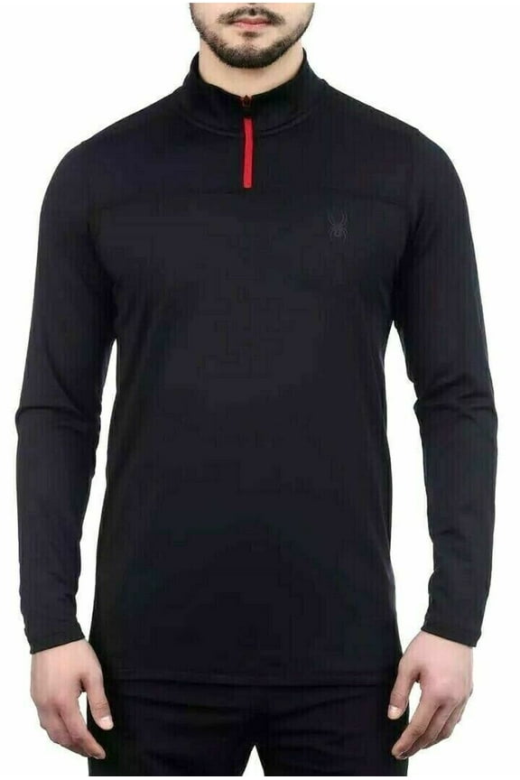 Spyder Active Men’s Performance ¼ Zip Winter Pullover  (Black, Medium)