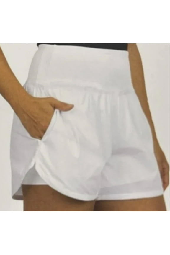 Active Women's Athletic Shorts with Pockets, White. Size Small