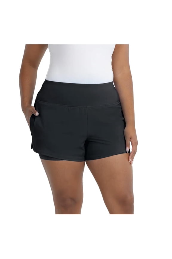 Active Women's Flutter Running Short with Pockets US, Alpha, Medium, Regular, Regular, Black