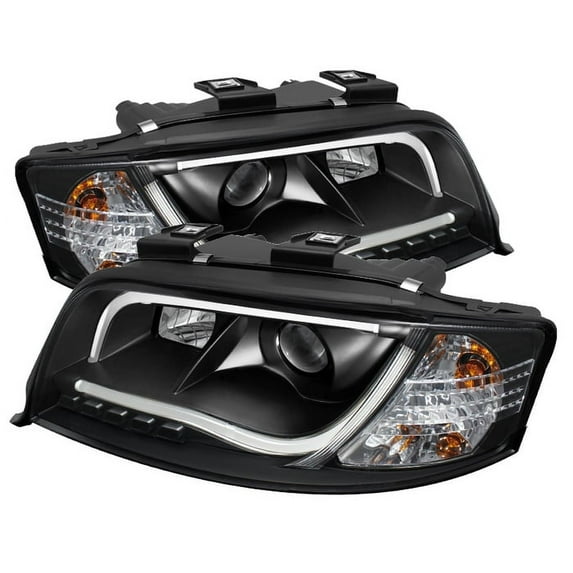 Spyder Audi A6 02-04 Projector Headlights - Halogen Model Only ( Not Compatible with Xenon/HID Model ) Light Tube DRL - Black - High H1 (Included) -