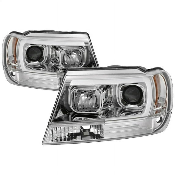 Spyder Auto Group Version 2 Light Bar Projector Headlights (Chrome) - 5085214 Fits select: 1999-2004 JEEP GRAND CHEROKEE